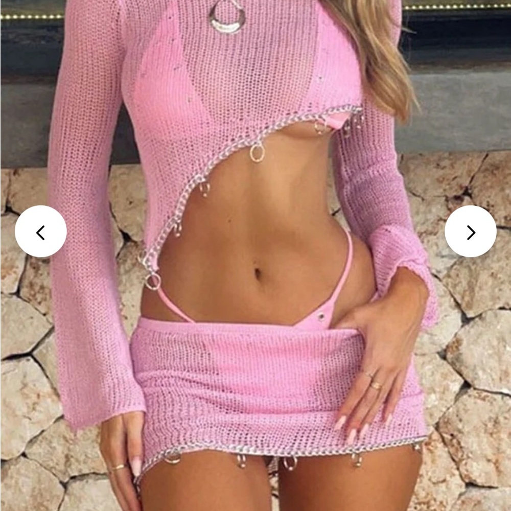 Irregular Hem Top Mini Skirt Knit Coverup Marching Set NWT sz S